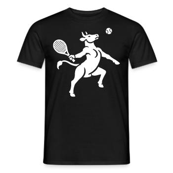 Kuh Tennis Tennisball Balancieren Horn Silhouette - Männer T-Shirt - Schwarz - Vorne - AI Model Male 178 light (178cm)