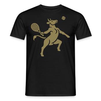 Kuh Tennis Tennisball Balancieren Horn Silhouette - Männer T-Shirt - Schwarz - Vorne - AI Model Male 178 light (178cm)