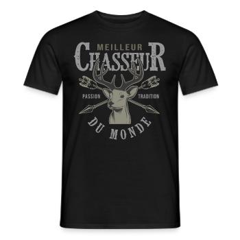 meilleur chasseur du monde cadeau papa chasse - T-shirt homme - noir - Devant - AI Model Male 178 light (178cm)