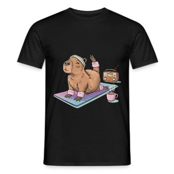 Drôle de Pilates Yoga Capybara - T-shirt homme - noir - Devant - AI Model Male 178 light (178cm)