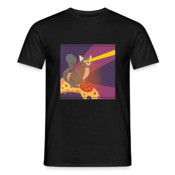 Katze Mieze Pizza Essen Hunger Kater Lustig - Männer T-Shirt - Schwarz - Vorne - AI Model Male 178 light (178cm)