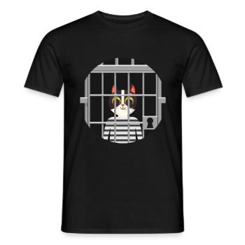 Süße Katze Gefängnis Knast Hinter Gittern Böse - Männer T-Shirt - Schwarz - Vorne - AI Model Male 178 light (178cm)
