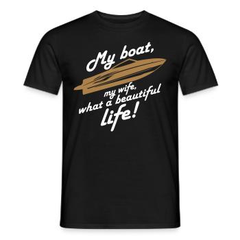 My boat my wife a beautiful life, gift - Men's T-Shirt - black - Front - AI Model Male 178 light (178cm)