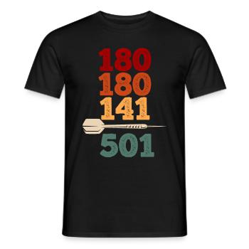 Funny Darts 180 Vintage Hobby Dart Player - Men's T-Shirt - black - Front - AI Model Male 178 light (178cm)