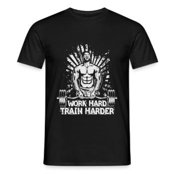 Work Hard / Train Harder - Men's T-Shirt - black - Front - AI Model Male 178 light (178cm)
