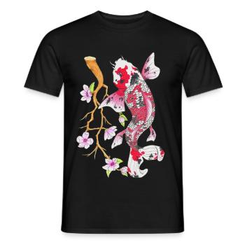 Koi Karpfen Lotus Japanisches Design Geschenk - Männer T-Shirt - Schwarz - Vorne - AI Model Male 178 light (178cm)