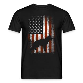 Schäferhund - amerikanische Flagge - Geschenke - Männer T-Shirt - Schwarz - Vorne - AI Model Male 178 light (178cm)