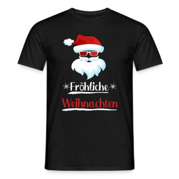 Weihnachtsmann Sonnenbrille Fröhliche Weihnachten - Männer T-Shirt - Schwarz - Vorne - AI Model Male 178 light (178cm)