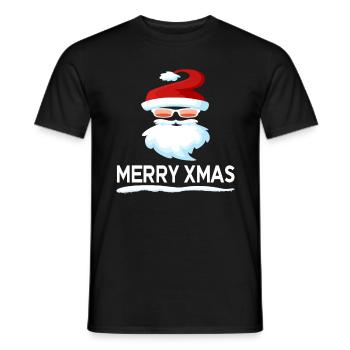 santa claus merry xmas grin - Men's T-Shirt - black - Front - AI Model Male 178 light (178cm)