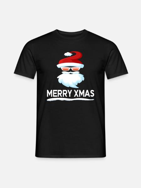 weihnachtsmann merry xmas grinsen - Männer T-Shirt - Schwarz