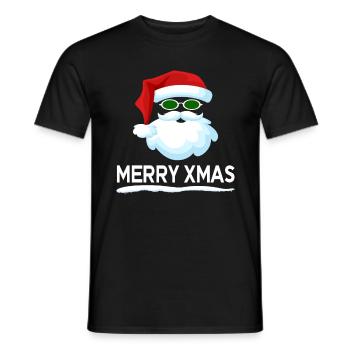 MERRY XMAS Santa Claus with mustache - Men's T-Shirt - black - Front - AI Model Male 178 light (178cm)
