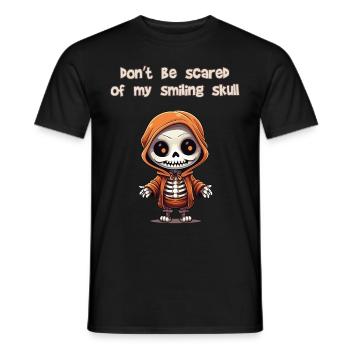 Don't be scared of my smiling skull. - Men's T-Shirt - black - Front - AI Model Male 178 light (178cm)