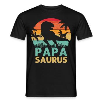 Papasaurus T Rex Dinosaure Papa Saurus Humour Père - T-shirt homme - noir - Devant - AI Model Male 178 light (178cm)