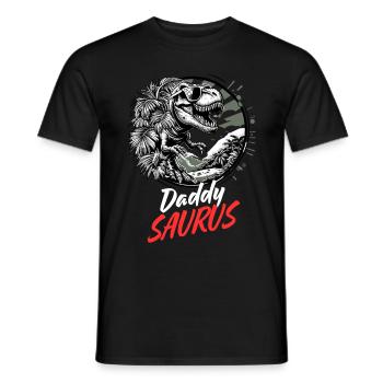 Dad Daddy Saurus Dad Father's Day Dinosaur Fun - Men's T-Shirt - black - Front - AI Model Male 178 light (178cm)