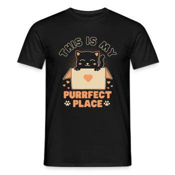 Purrfect Place Cat in a Box - Men's T-Shirt - black - Front - AI Model Male 178 light (178cm)