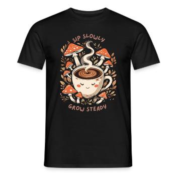 Café - Champignons Dicton - T-shirt homme - noir - Devant - AI Model Male 178 light (178cm)