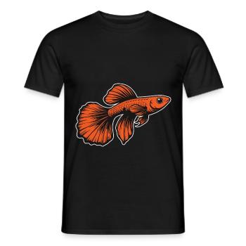 Red Guppy Design, Colorful, Vibrant and Unique - Men's T-Shirt - black - Front - AI Model Male 178 light (178cm)