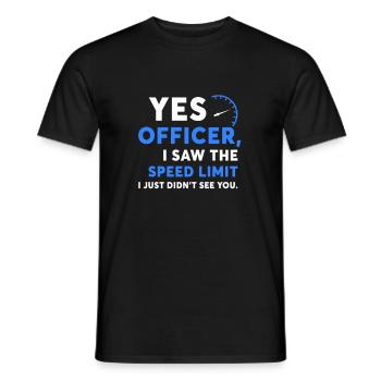 Oui officier excès de vitesse chemise de mécanicien automobile - T-shirt homme - noir - Devant - AI Model Male 178 light (178cm)