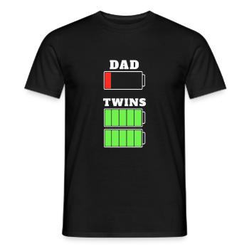 T-shirt jumeau fatigué père batterie - T-shirt homme - noir - Devant - AI Model Male 178 light (178cm)