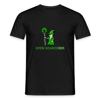 Open Source Sorcerer Programmierer T-Shirt - Männer T-Shirt - Schwarz - Vorne - AI Model Male 178 light (178cm)