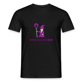 Open Source Sorcerer Programmierer T-Shirt - Männer T-Shirt - Schwarz - Vorne - AI Model Male 178 light (178cm)