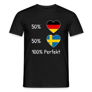 50% German% 50 Swedish - 100% perfect - Men's T-Shirt - black - Front - AI Model Male 178 light (178cm)