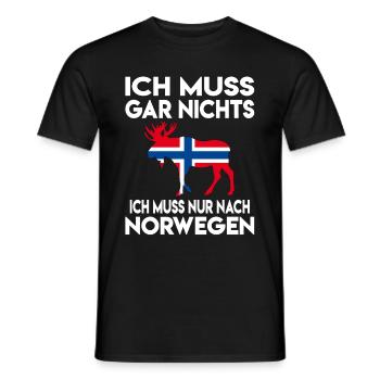 Ich muss gar nichts, ich muss nur nach Norwegen - Männer T-Shirt - Schwarz - Vorne - AI Model Male 178 light (178cm)