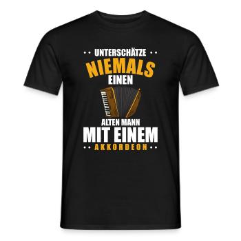 Akkordeon Ziehharmonika Musiker - Alter Mann - Männer T-Shirt - Schwarz - Vorne - AI Model Male 178 light (178cm)