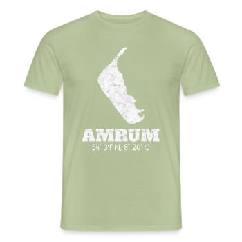 Coordonnées Amrum Mer du Nord - T-shirt homme - vert sauge - Devant - AI Model Male 178 light (178cm)