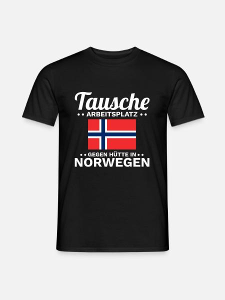 Hütte in Norwegen Spruch - Männer T-Shirt - Schwarz
