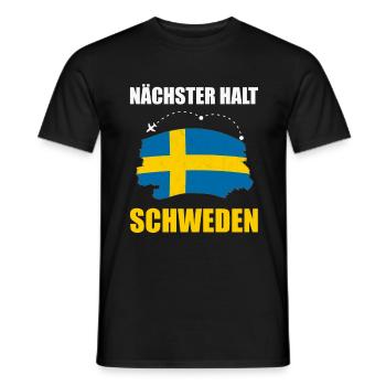 Nächster Halt Schweden Skandinavien Urlaub Reise - Männer T-Shirt - Schwarz - Vorne - AI Model Male 178 light (178cm)