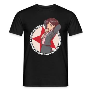 North Korea Kim Yo Jong Anime Waifu - Men's T-Shirt - black - Front - AI Model Male 178 light (178cm)