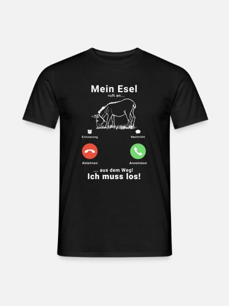Esel Anruf Telefon Bauer Landwirt Tiere - Männer T-Shirt - Schwarz