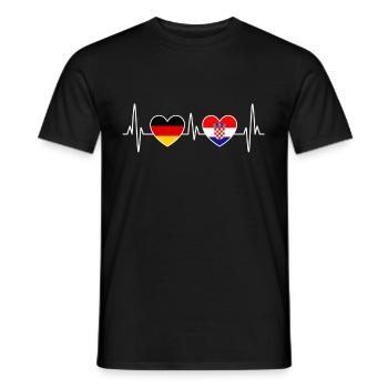 Croatia Germany Heartbeat ECG - Travel - Men's T-Shirt - black - Front - AI Model Male 178 light (178cm)
