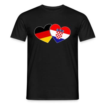 Croatia Germany Heart Flag Holiday Trip - Men's T-Shirt - black - Front - AI Model Male 178 light (178cm)