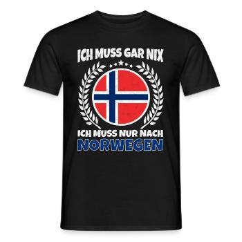 Ich Muss Gar Nichts - Ich Muss Nur Nach Norwegen - Männer T-Shirt - Schwarz - Vorne - AI Model Male 178 light (178cm)