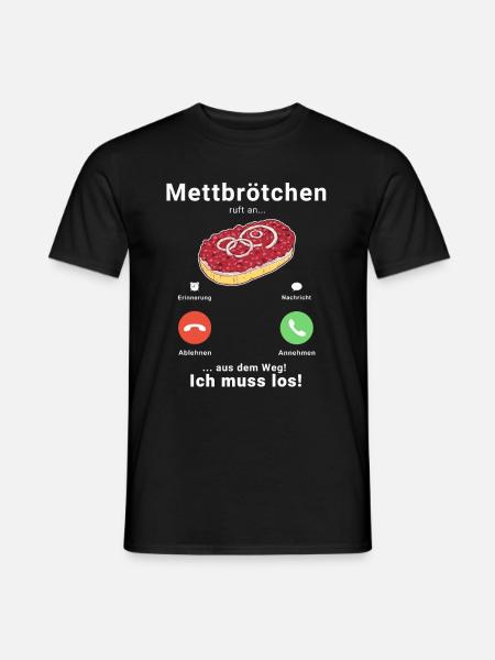 Mett Mettbrötchen Hackfleisch Hackepeter Brötchen - Männer T-Shirt - Schwarz