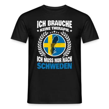 Ich brauche keine Therapie Ich muss nach Schweden - Männer T-Shirt - Schwarz - Vorne - AI Model Male 178 light (178cm)