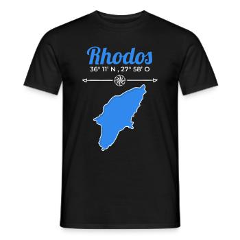 Grèce Rhodes Coordonnées Île Vacances Voyage - T-shirt homme - noir - Devant - AI Model Male 178 light (178cm)