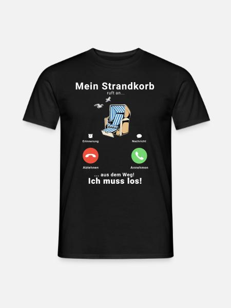 Strandkorb Anruf Telefon Strand Ostsee Nordsee - Männer T-Shirt - Schwarz
