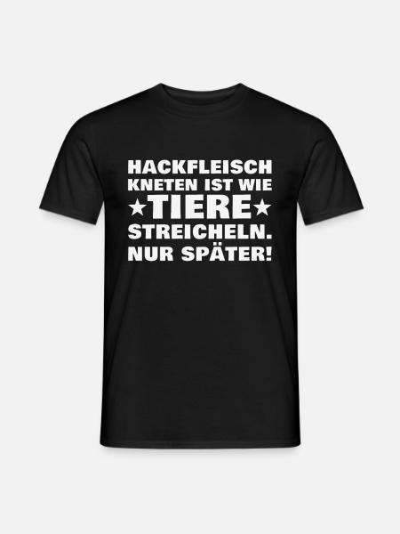 Hackfleisch kneten ist wie Tiere streicheln Metzge - Männer T-Shirt - Schwarz