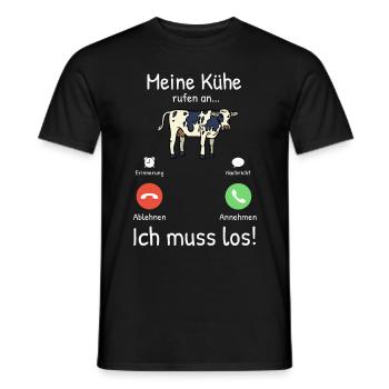 Mes vaches appellent - Farmer Farmer Animals - T-shirt homme - noir - Devant - AI Model Male 178 light (178cm)