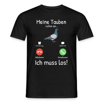 Tauben Taube Anruf Telefon Stadttaube Brieftaube - Männer T-Shirt - Schwarz - Vorne - AI Model Male 178 light (178cm)