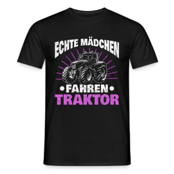 Echte Mädchen fahren Traktor Traktorfahrer Landwir - Männer T-Shirt - Schwarz - Vorne - AI Model Male 178 light (178cm)