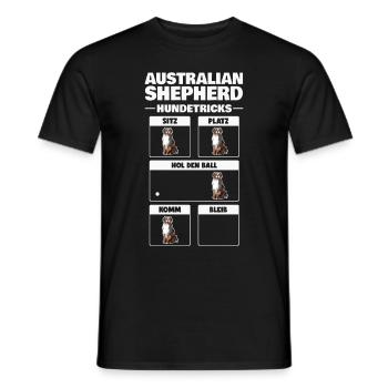 Aussie Tricks Australian Shepherd Hundetricks - Männer T-Shirt - Schwarz - Vorne - AI Model Male 178 light (178cm)