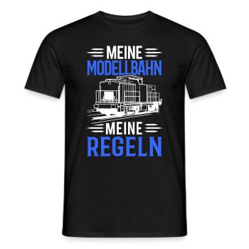 Meine Modellbahn Meine Regeln Modelleisenbahn Mode - Männer T-Shirt - Schwarz - Vorne - AI Model Male 178 light (178cm)