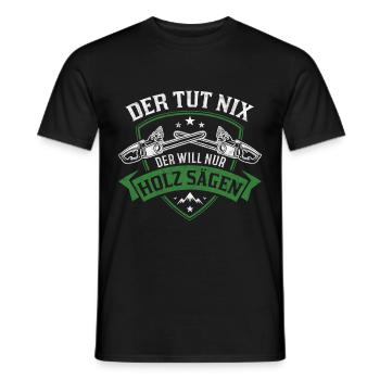 Il ne fait rien Il veut juste scier du bois. - T-shirt homme - noir - Devant - AI Model Male 178 light (178cm)