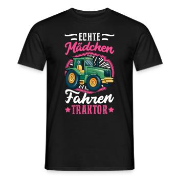 Echte Mädchen fahren Traktor Landwirt Trecker - Männer T-Shirt - Schwarz - Vorne - AI Model Male 178 light (178cm)