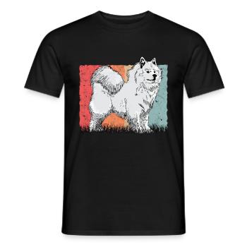 Samoyed vintage sled dog Samoyed - Men's T-Shirt - black - Front - AI Model Male 178 light (178cm)