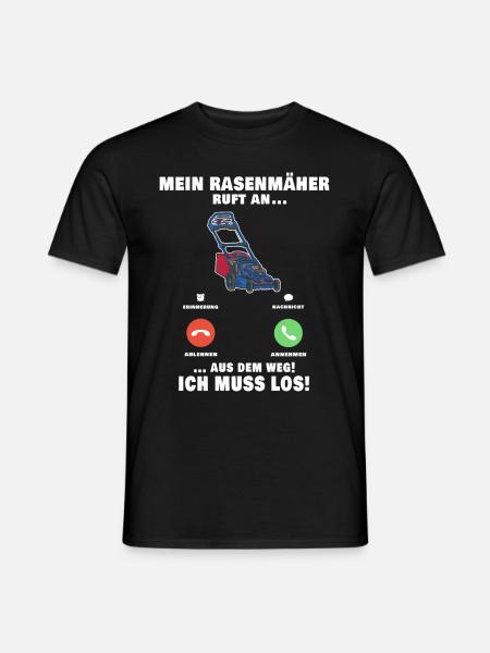 Rasenmäher Telefonanruf Gärtner Gartenarbeit - Männer T-Shirt - Schwarz